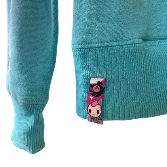 Tokidoki Teal Hoodie with Rainbow Design - Picture 4 of 15